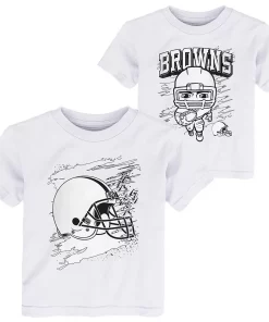Toddler White Cleveland Browns Coloring Activity Two-Pack T-Shirt Set