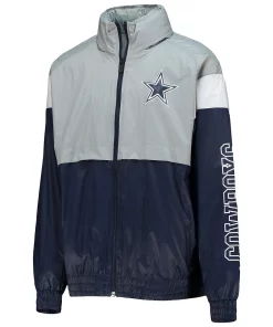 Youth Silver/Navy Dallas Cowboys Goal Line Stance Full-Zip Hoodie Windbreaker -MLB Shop 5409766 ALT2