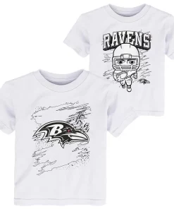 Toddler White Baltimore Ravens Coloring Activity Two-Pack T-Shirt Set