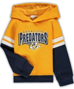 Toddler Gold/Navy Nashville Predators Miracle On Ice Raglan Pullover Hoodie & Pants Set -MLB Shop 5411710 ALT2