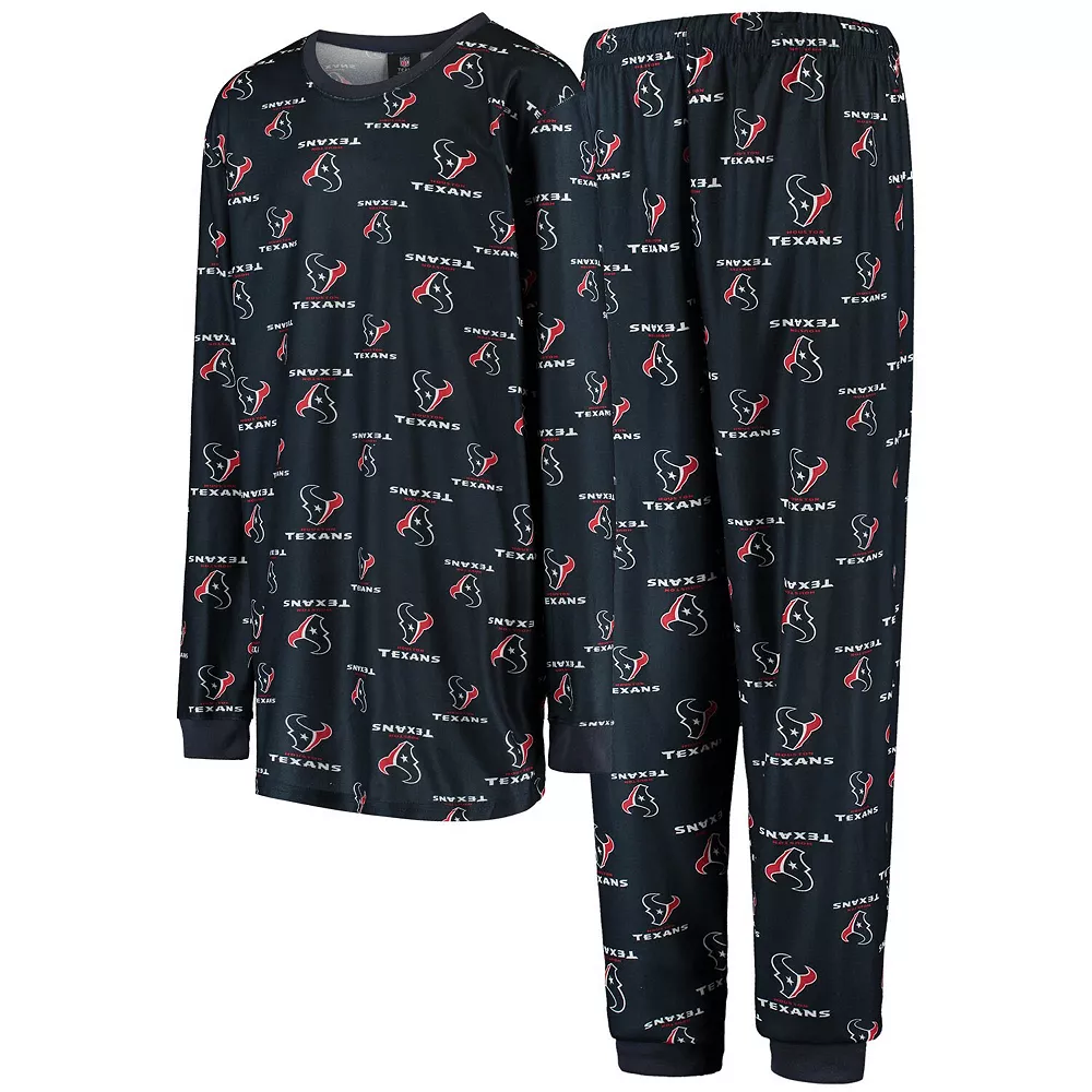 Youth Navy Houston Texans All Over Print Long Sleeve T-Shirt & Pants Sleep Set 1 Youth Navy Houston Texans All Over Print Long Sleeve T-Shirt & Pants Sleep Set