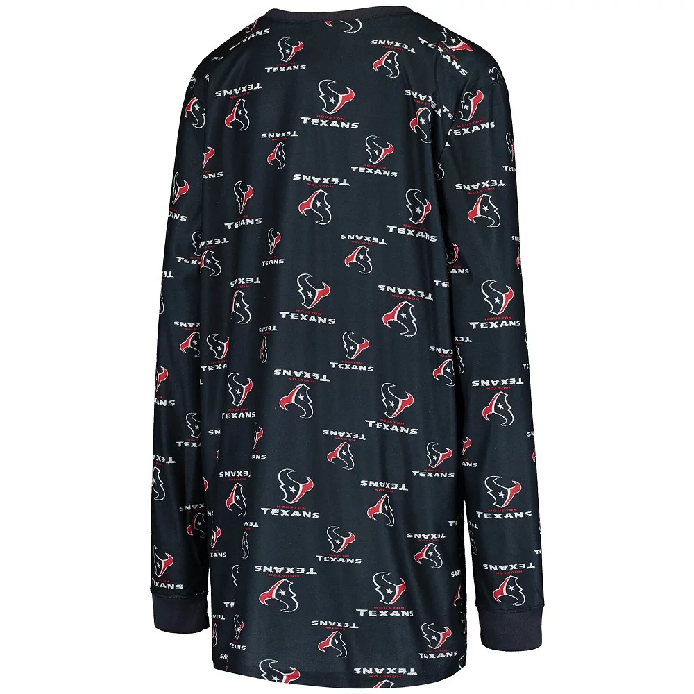 Youth Navy Houston Texans All Over Print Long Sleeve T-Shirt & Pants Sleep Set 4 Youth Navy Houston Texans All Over Print Long Sleeve T-Shirt & Pants Sleep Set - Image 4