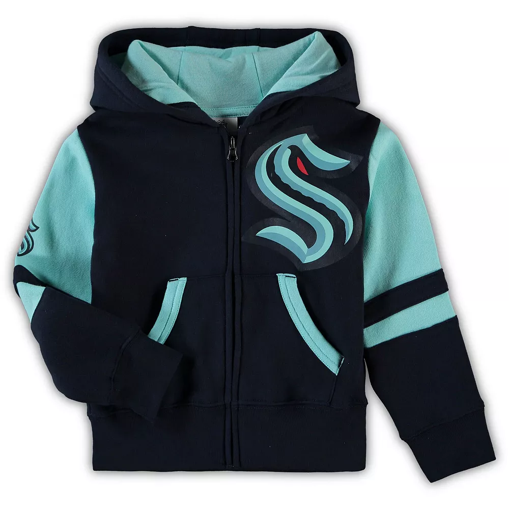 Preschool Deep Sea Blue Seattle Kraken Face-Off Full-Zip Hoodie 1 Preschool Deep Sea Blue Seattle Kraken Face-Off Full-Zip Hoodie
