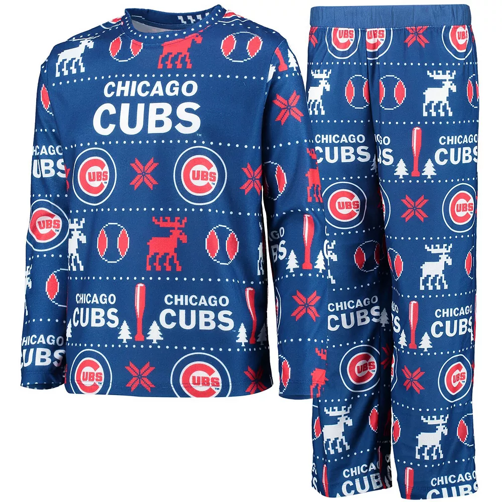 Youth Royal Chicago Cubs Allover Print Long Sleeve T-Shirt & Pants Sleep Set 1 Youth Royal Chicago Cubs Allover Print Long Sleeve T-Shirt & Pants Sleep Set