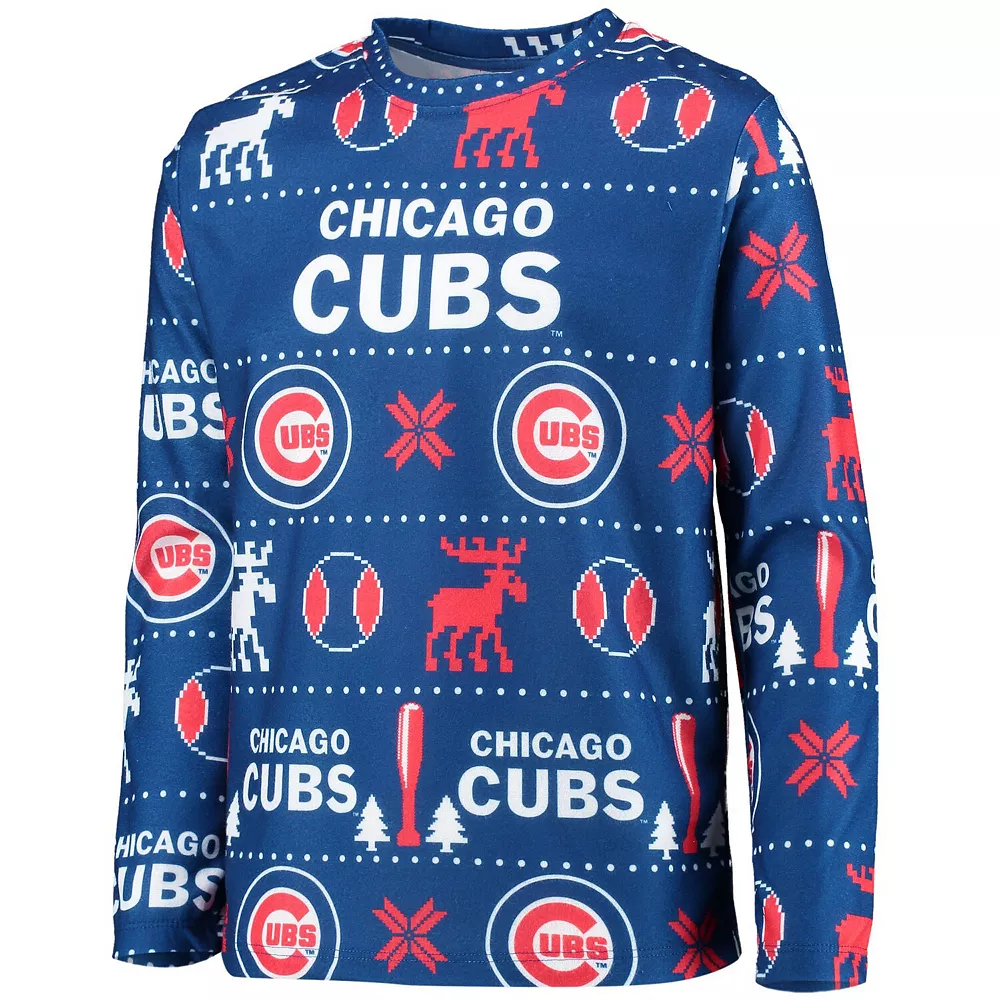 Youth Royal Chicago Cubs Allover Print Long Sleeve T-Shirt & Pants Sleep Set 3 Youth Royal Chicago Cubs Allover Print Long Sleeve T-Shirt & Pants Sleep Set - Image 3