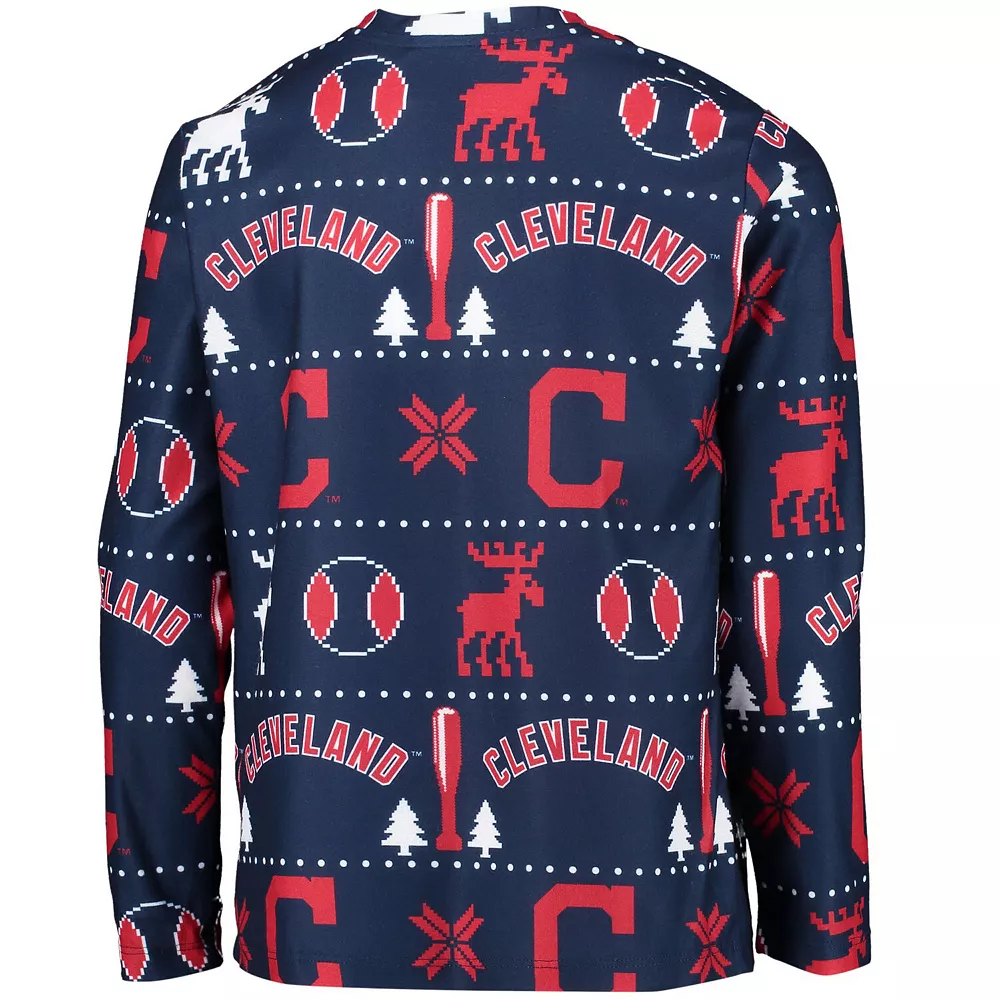 Youth Navy Cleveland Indians Allover Print Long Sleeve T-Shirt & Pants Sleep Set 4 Youth Navy Cleveland Indians Allover Print Long Sleeve T-Shirt & Pants Sleep Set - Image 4