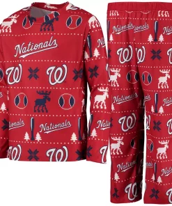 Alternative view of Youth Red Washington Nationals Allover Print Long Sleeve Top & Pants Sleep Set