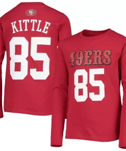 Youth George Kittle Scarlet San Francisco 49ers Mainliner Player Name & Number Long Sleeve T-Shirt