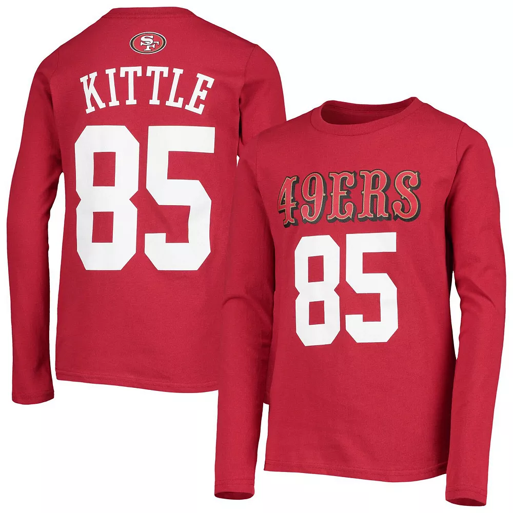 Youth George Kittle Scarlet San Francisco 49ers Mainliner Player Name & Number Long Sleeve T-Shirt 1 Youth George Kittle Scarlet San Francisco 49ers Mainliner Player Name & Number Long Sleeve T-Shirt