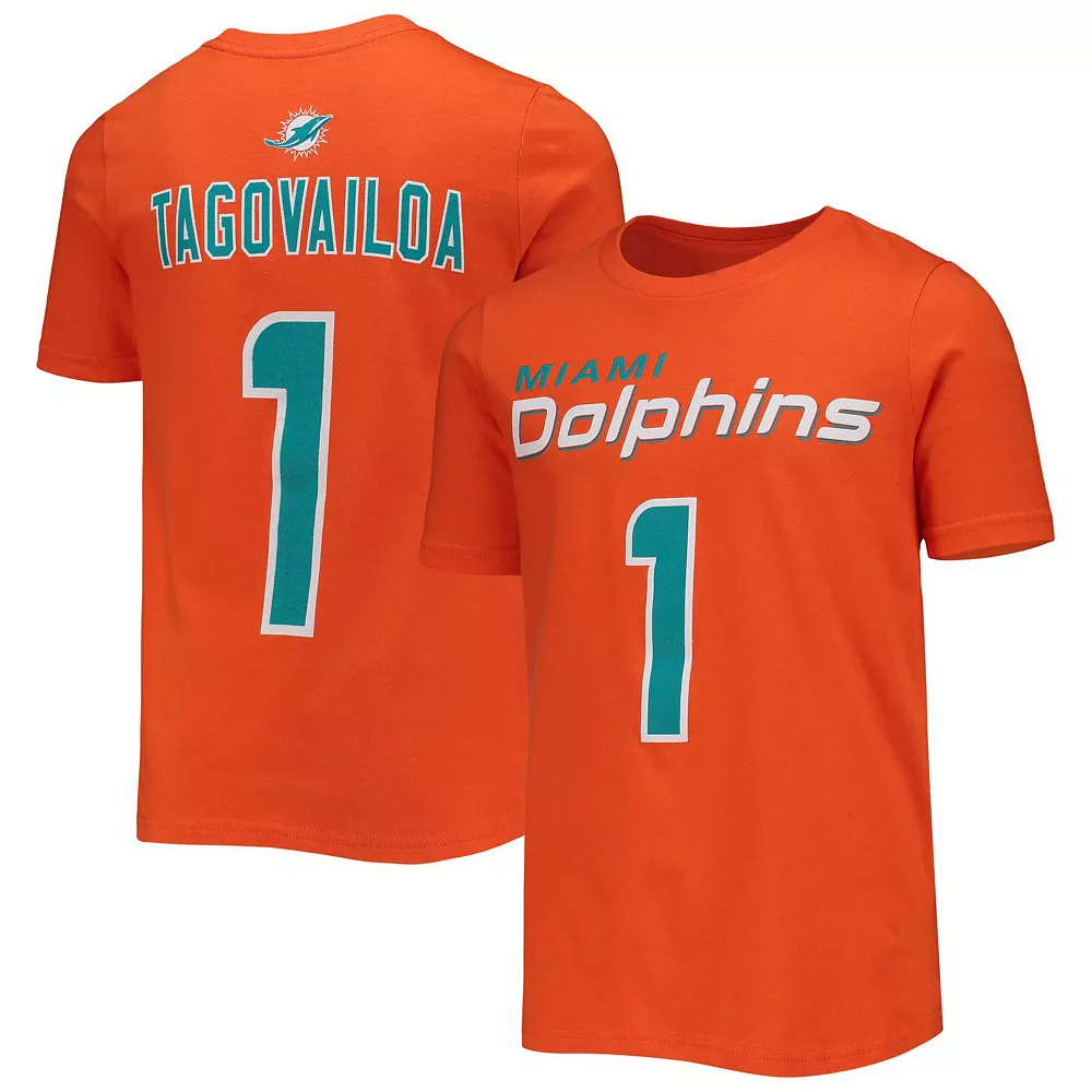 Youth Tua Tagovailoa Orange Miami Dolphins Mainliner Player Name & Number T-Shirt 1 Youth Tua Tagovailoa Orange Miami Dolphins Mainliner Player Name & Number T-Shirt