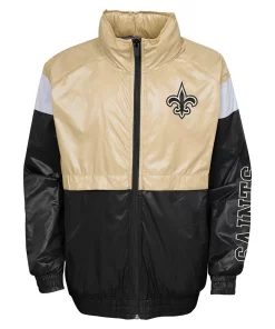 Youth Gold/Black New Orleans Saints Goal Line Stance Full-Zip Hoodie Windbreaker 5 Youth Gold/Black New Orleans Saints Goal Line Stance Full-Zip Hoodie Windbreaker -MLB Shop 5422177 ALT2
