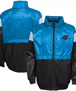 Youth Blue/Black Carolina Panthers Goal Line Stance Full-Zip Hoodie Windbreaker