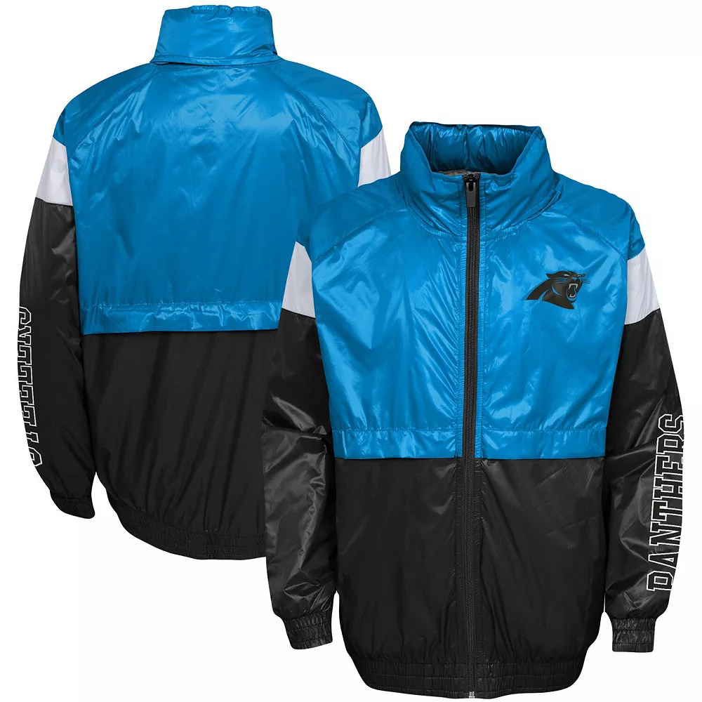 Youth Blue/Black Carolina Panthers Goal Line Stance Full-Zip Hoodie Windbreaker 1 Youth Blue/Black Carolina Panthers Goal Line Stance Full-Zip Hoodie Windbreaker