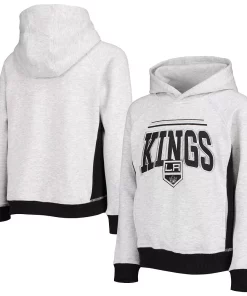 Youth Heathered Gray Los Angeles Kings Power Play Raglan Pullover Hoodie -MLB Shop 5423440 ALT