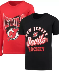 Youth Black/Red New Jersey Devils Two-Man Advantage T-Shirt Combo Set