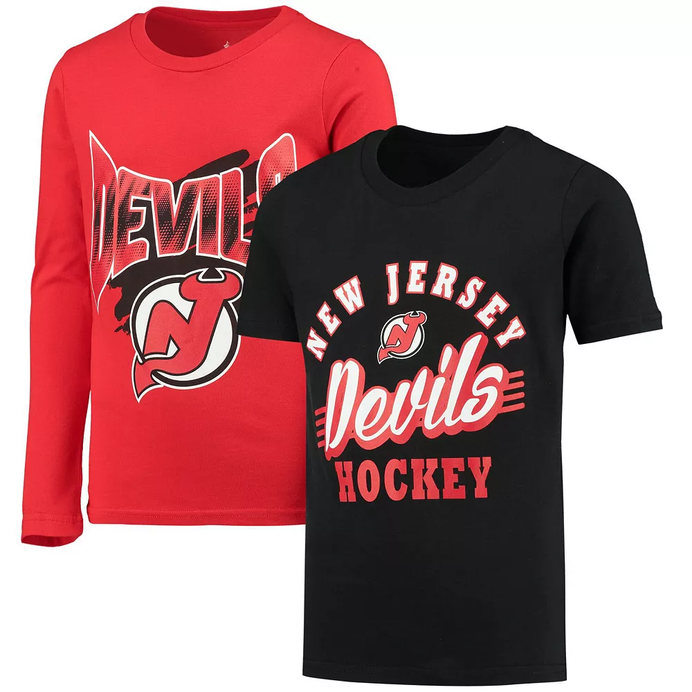 Youth Black/Red New Jersey Devils Two-Man Advantage T-Shirt Combo Set 1 Youth Black/Red New Jersey Devils Two-Man Advantage T-Shirt Combo Set