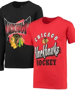 Alternative view of Youth Red/Black Chicago Blackhawks Two-Man Advantage T-Shirt Combo Set