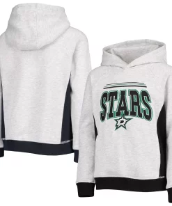 Youth Heathered Gray Dallas Stars Power Play Raglan Pullover Hoodie -MLB Shop 5424487 ALT