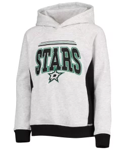 Youth Heathered Gray Dallas Stars Power Play Raglan Pullover Hoodie -MLB Shop 5424487 ALT2
