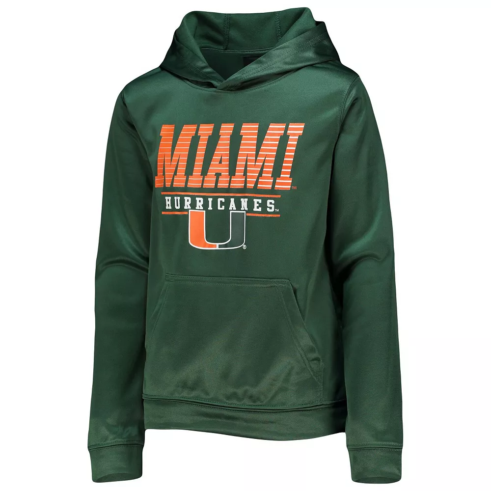 Youth Green Miami Hurricanes Fast Pullover Hoodie 3 Youth Green Miami Hurricanes Fast Pullover Hoodie - Image 3