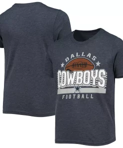 Alternative view of Girls Youth Heathered Navy Dallas Cowboys Playoff Tri-Blend T-Shirt