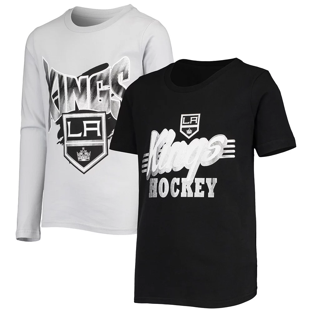 Youth Black/Silver Los Angeles Kings Two-Man Advantage T-Shirt Combo Set 2 Youth Black/Silver Los Angeles Kings Two-Man Advantage T-Shirt Combo Set - Image 2