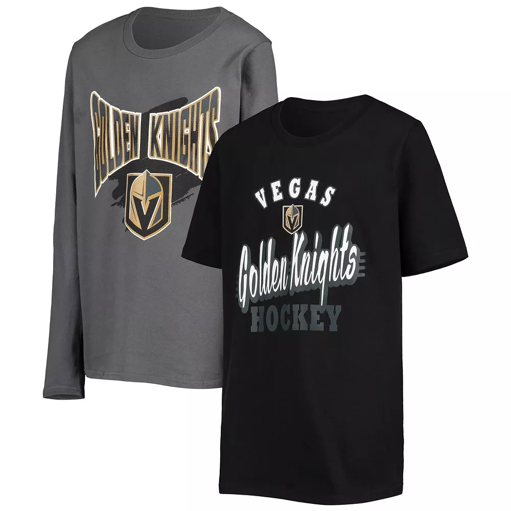 Youth Black/Charcoal Vegas Golden Knights Two-Man Advantage T-Shirt Combo Set 1 Youth Black/Charcoal Vegas Golden Knights Two-Man Advantage T-Shirt Combo Set