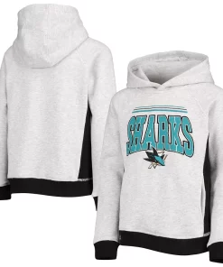 Youth Heathered Gray San Jose Sharks Power Play Raglan Pullover Hoodie -MLB Shop 5426294 ALT