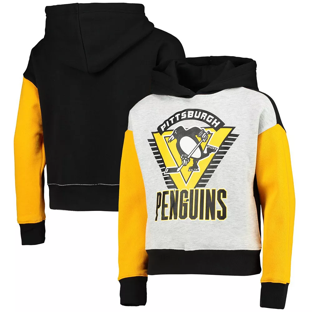 Girls Youth Heathered Gray/Black Pittsburgh Penguins Let's Get Loud Pullover Hoodie 1 Girls Youth Heathered Gray/Black Pittsburgh Penguins Let's Get Loud Pullover Hoodie