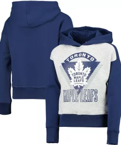Girls Youth Heathered Gray/Blue Toronto Maple Leafs Let's Get Loud Pullover Hoodie -MLB Shop 5602548 ALT