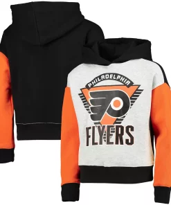 Alternative view of Girls Youth Heathered Gray/Black Philadelphia Flyers Let's Get Loud Pullover Hoodie