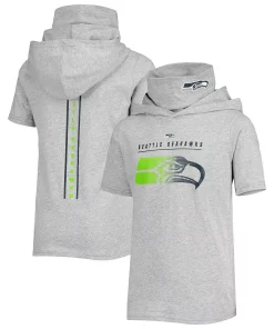 Alternative view of Youth Heathered Gray Seattle Seahawks On Guard Hoodie T-Shirt