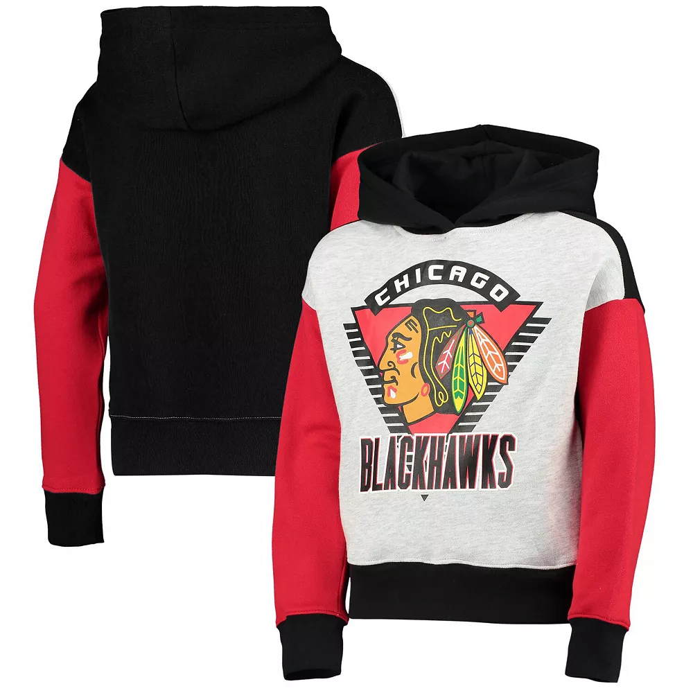 Girls Youth Heathered Gray/Black Chicago Blackhawks Let's Get Loud Pullover Hoodie 2 Girls Youth Heathered Gray/Black Chicago Blackhawks Let's Get Loud Pullover Hoodie - Image 2