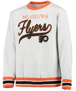 Youth Heathered Gray Philadelphia Flyers Legends Pullover Sweatshirt -MLB Shop 5603313 ALT2