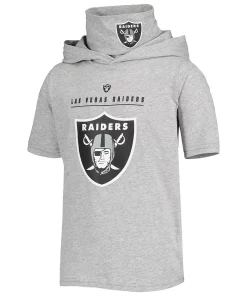 Youth Heathered Gray Las Vegas Raiders On Guard Hoodie T-Shirt -MLB Shop 5604531 ALT2