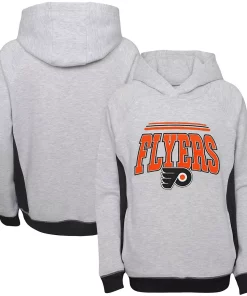 Youth Heathered Gray Philadelphia Flyers Power Play Raglan Pullover Hoodie