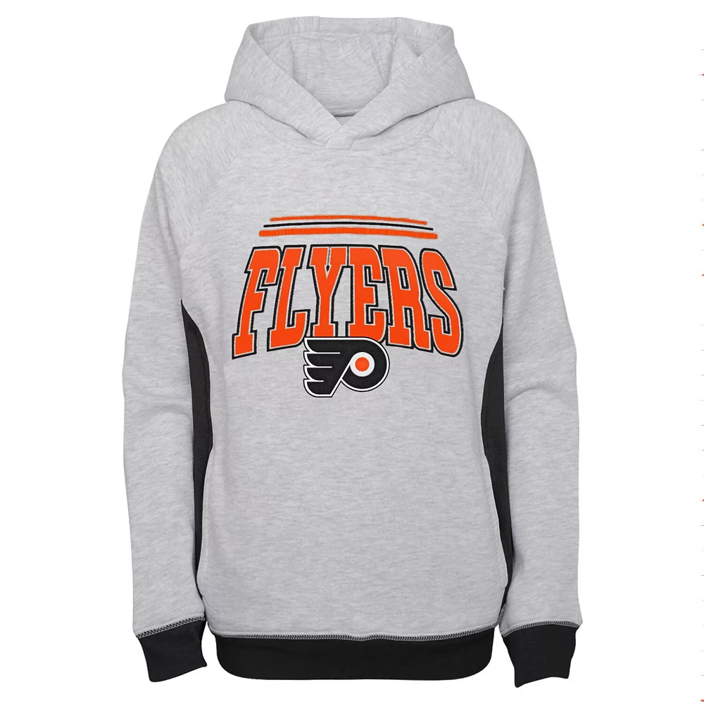 Youth Heathered Gray Philadelphia Flyers Power Play Raglan Pullover Hoodie 3 Youth Heathered Gray Philadelphia Flyers Power Play Raglan Pullover Hoodie - Image 3