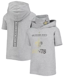 Youth Heathered Gray New Orleans Saints On Guard Hoodie T-Shirt