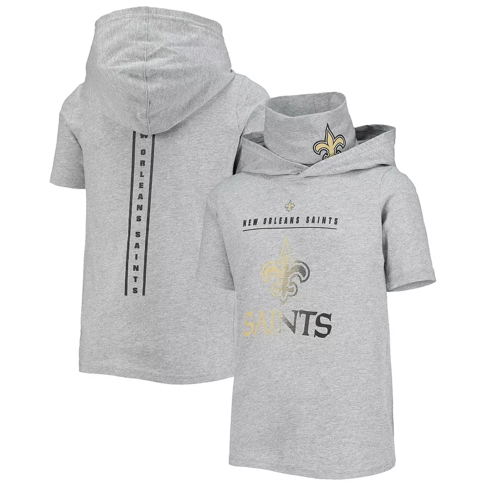 Youth Heathered Gray New Orleans Saints On Guard Hoodie T-Shirt 1 Youth Heathered Gray New Orleans Saints On Guard Hoodie T-Shirt
