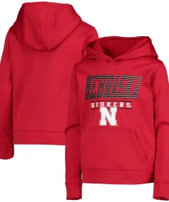 Youth Scarlet Nebraska Huskers Fast Pullover Hoodie