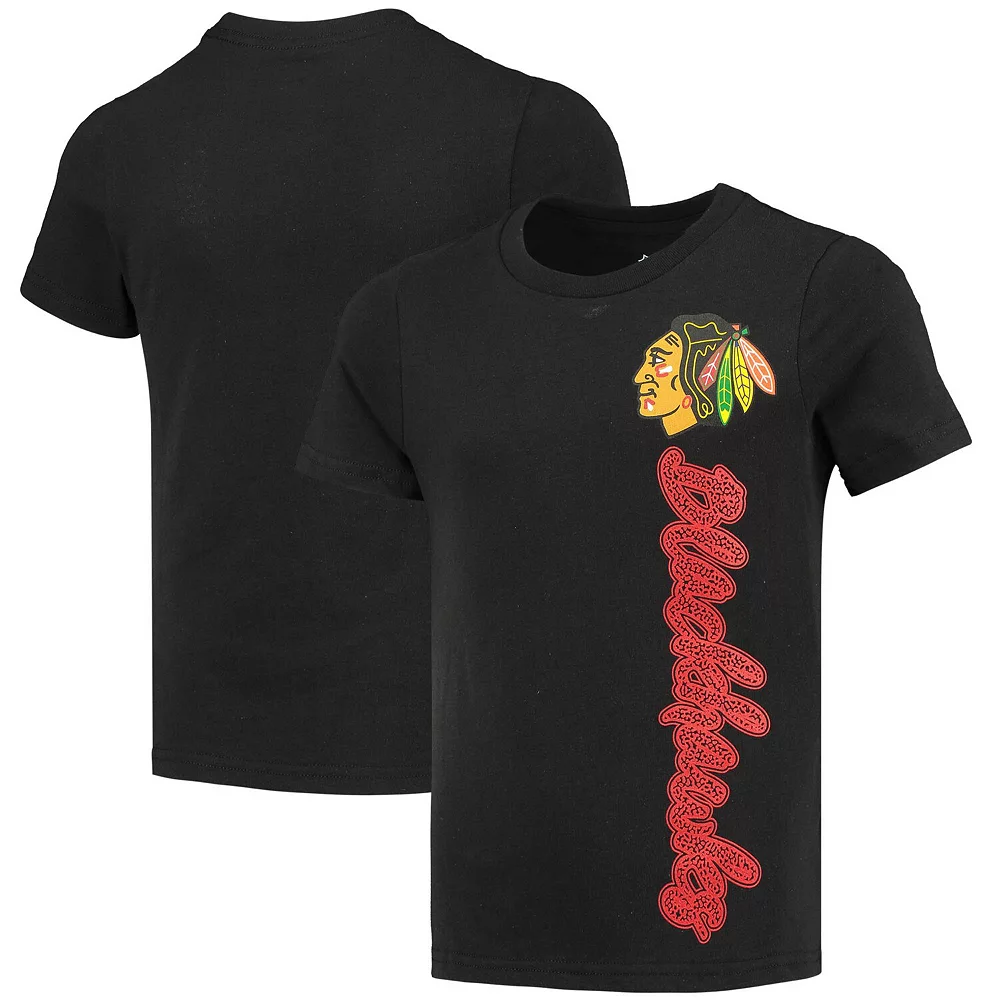 Girls Youth Black Chicago Blackhawks Chenille Script T-Shirt 1 Girls Youth Black Chicago Blackhawks Chenille Script T-Shirt