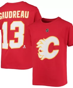 Youth Johnny Gaudreau Red Calgary Flames Name & Number T-Shirt