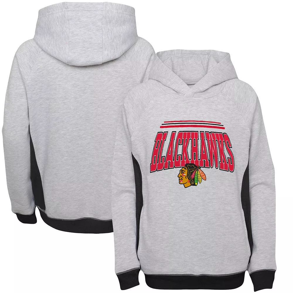 Youth Heathered Gray Chicago Blackhawks Power Play Raglan Pullover Hoodie 1 Youth Heathered Gray Chicago Blackhawks Power Play Raglan Pullover Hoodie