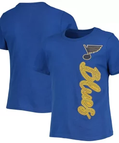 Girls Youth Blue St. Louis Blues Chenille Script T-Shirt
