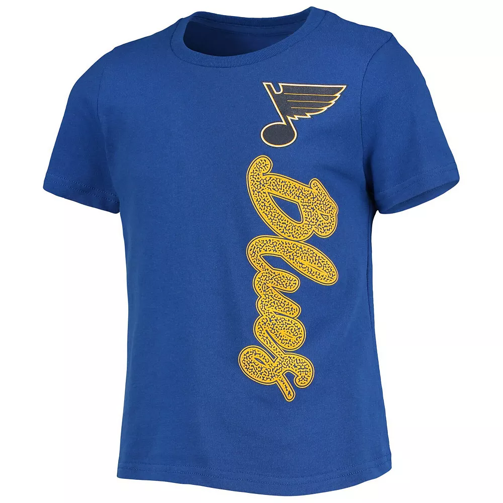 Girls Youth Blue St. Louis Blues Chenille Script T-Shirt 3 Girls Youth Blue St. Louis Blues Chenille Script T-Shirt - Image 3