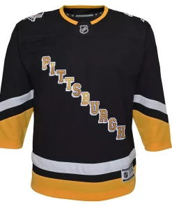 Youth Black Pittsburgh Penguins 2021/22 Alternate Premier Jersey -MLB Shop 5628171 ALT2