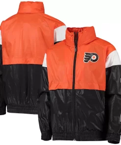 Youth Orange/Black Philadelphia Flyers Goal Line Full-Zip Hoodie Windbreaker Jacket
