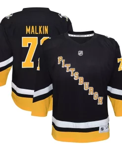 Youth Evgeni Malkin Black Pittsburgh Penguins 2021/22 Alternate Replica Player Jersey