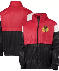Youth Red/Black Chicago Blackhawks Goal Line Full-Zip Hoodie Windbreaker Jacket