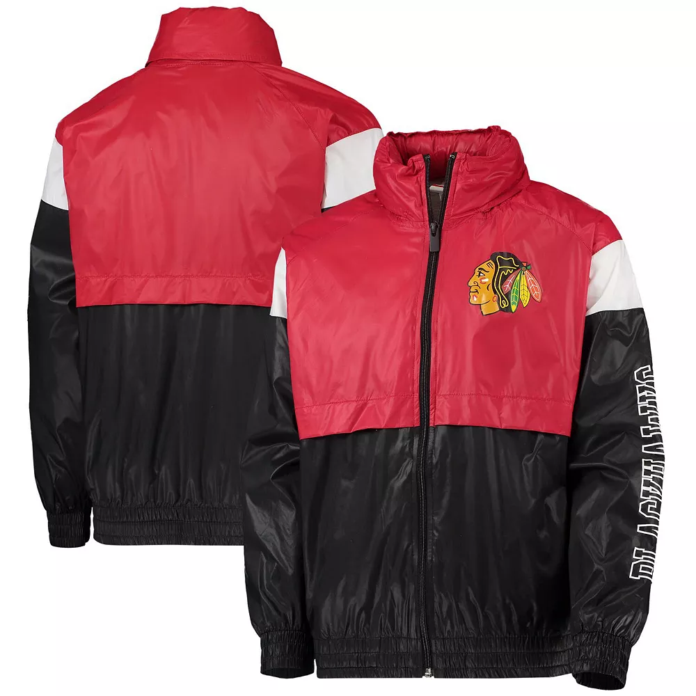 Youth Red/Black Chicago Blackhawks Goal Line Full-Zip Hoodie Windbreaker Jacket 2 Youth Red/Black Chicago Blackhawks Goal Line Full-Zip Hoodie Windbreaker Jacket - Image 2